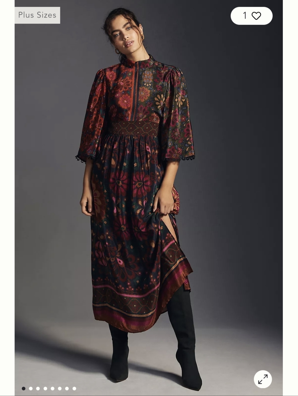 Farm Rio X Anthropologie Mock Neck Dress Bell Sleeves Pockets Xxs Petite